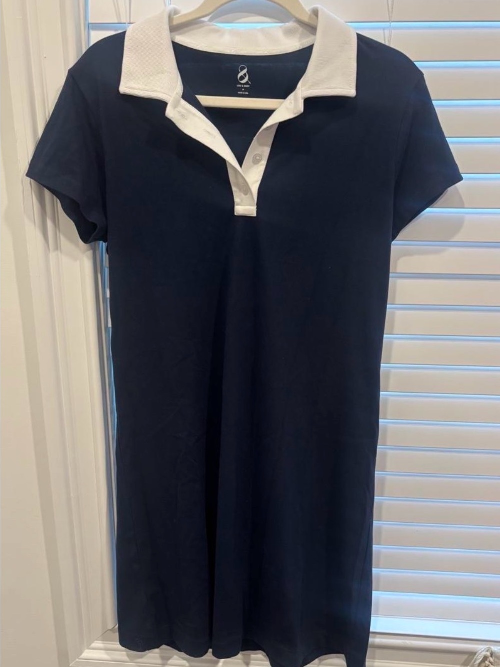 Lou & Grey Navy Polo Midi Dress with White Collar